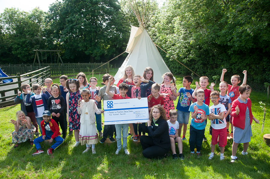 Whoopee – pupils get a tepee funded by Tamworth Co-op shoppers’ dividends!