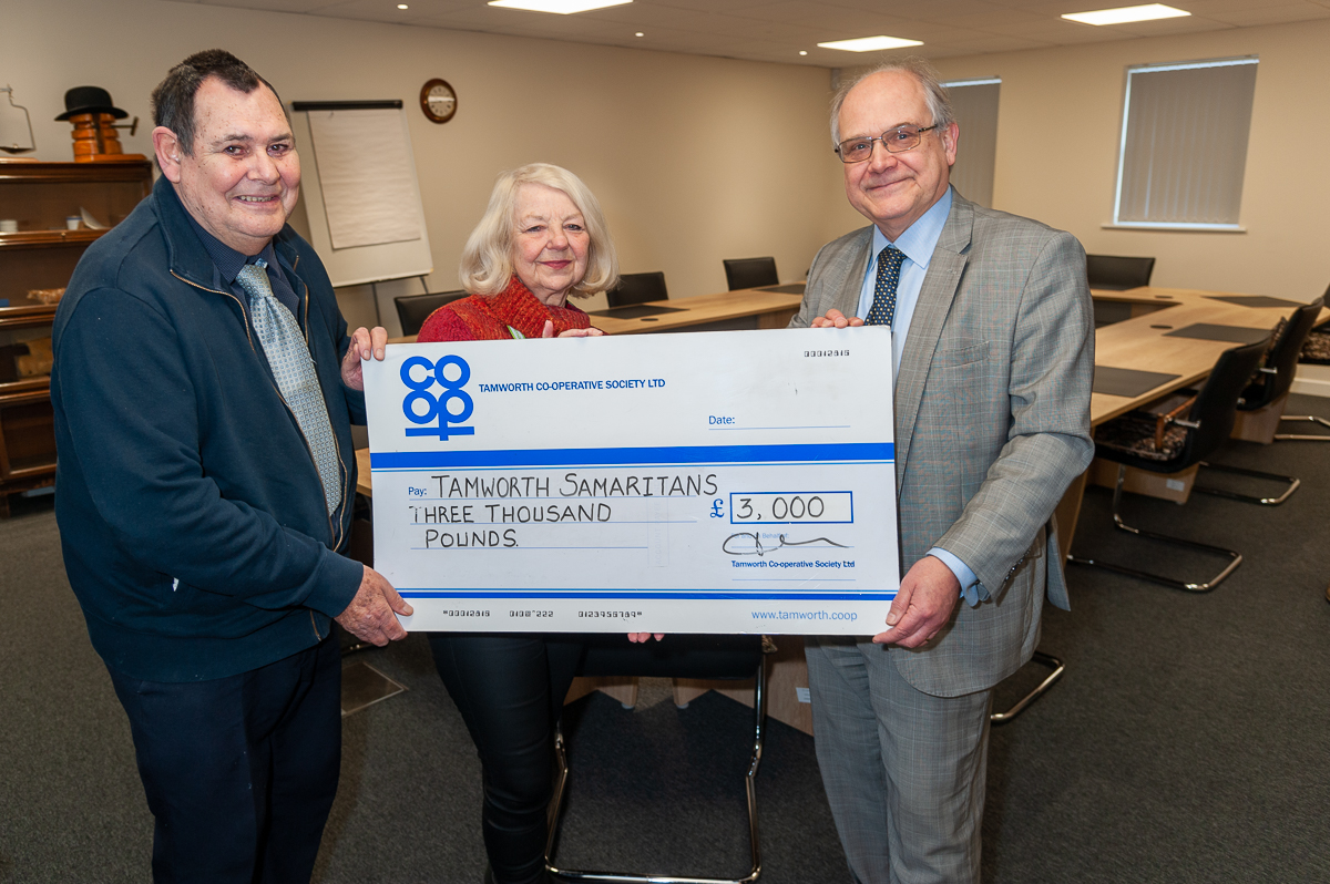 Bumper donation for Tamworth Samaritans funds running costs